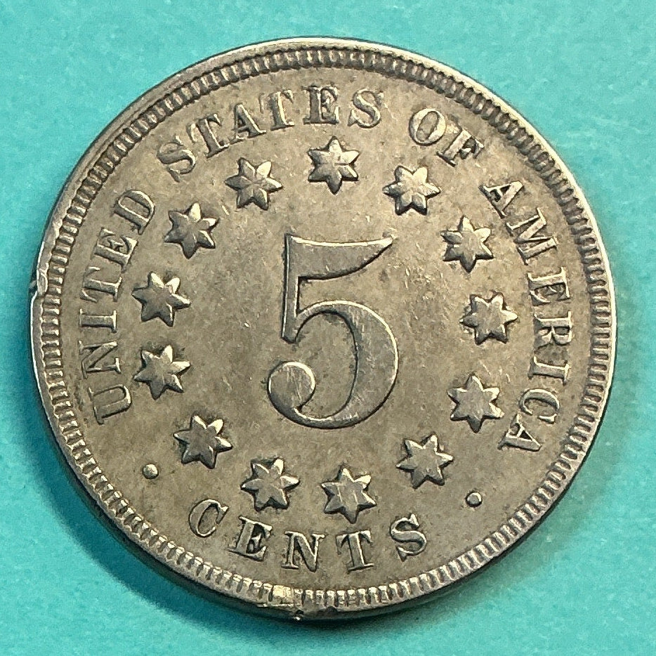 1868 Shield Nickel, Extra Fine+ Details Circulated Coin, Store #NL0106
