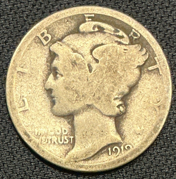 1919 Mercury Dime, About Good Circulated Coin, Store #DE0509