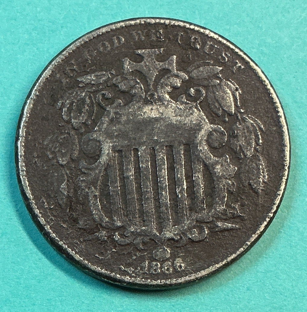 1866 Shield Nickel, Extra Fine Circulated Coin, Store #NL096