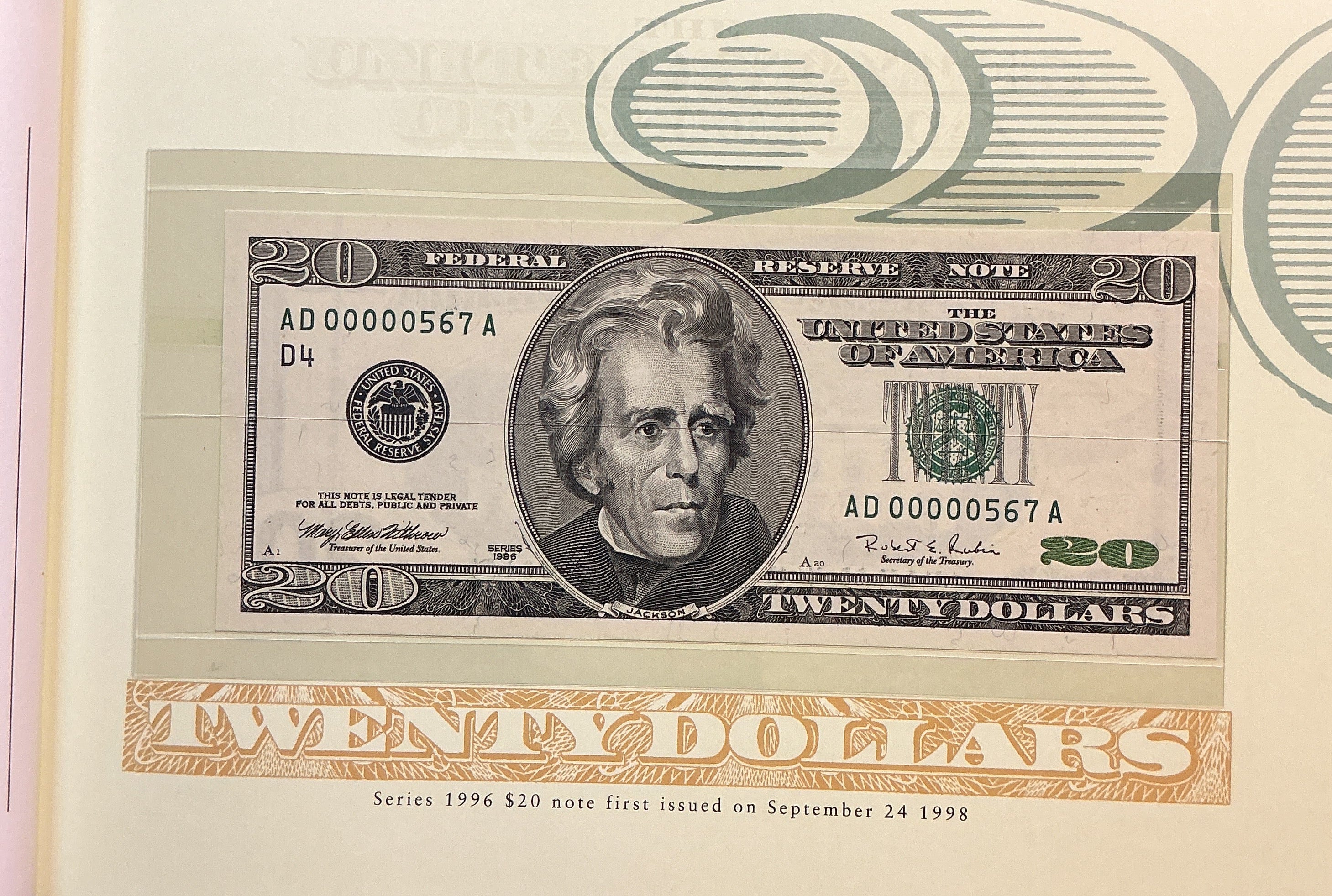 1996 Premium Federal Reserve Set, Serial #567, $20 Notes, #FRN013