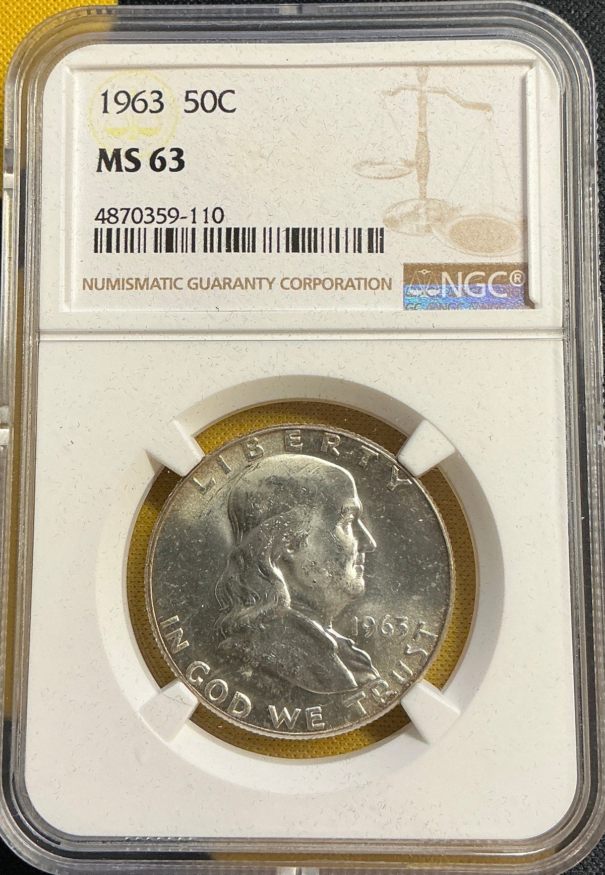 1963 Franklin Half Dollar, NGC MS 63, Store #HR2104