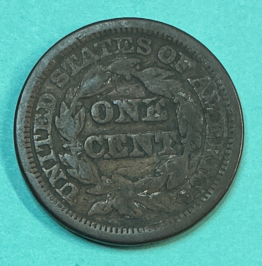 1846 Braided Hair Large Cent, About Good Circulated Coin, Store #CT1518
