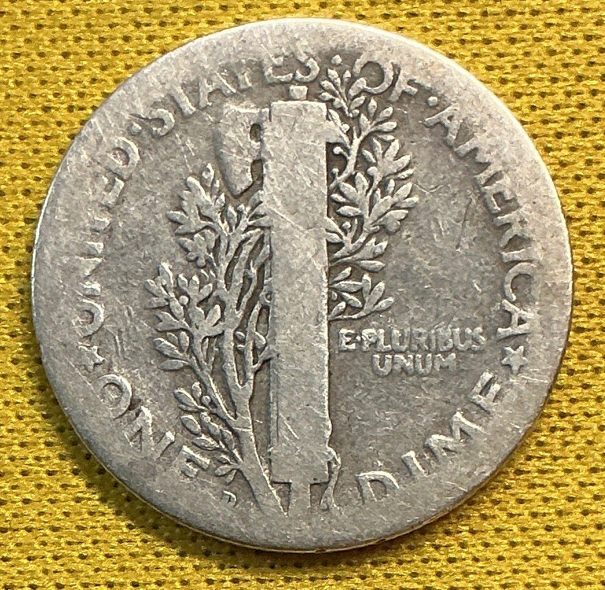 1921-D Mercury Dime, KEY DATE, Good+ Circulated Coin, Store #DE0522
