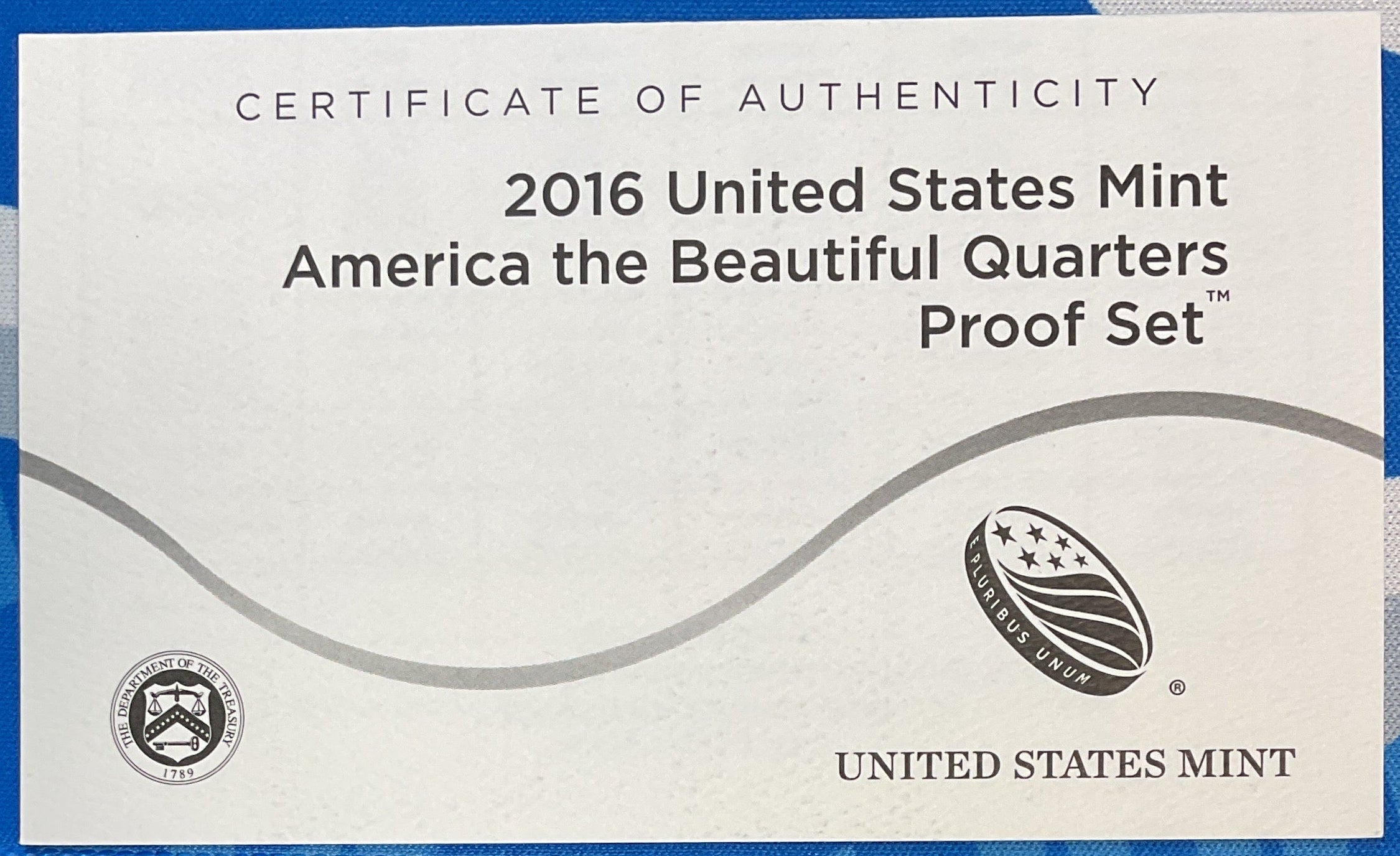 2016 U.S. Mint America the Beautiful Quarters Proof Set, in Original Government Packaging