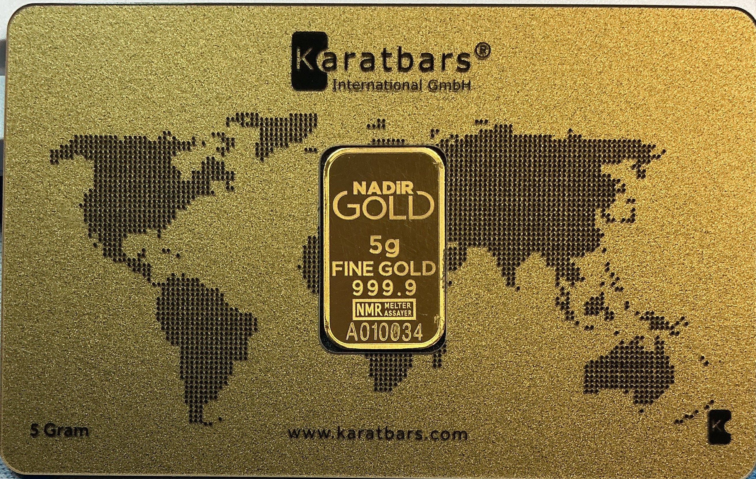 5 Gram Gold Bar, 999.9 pure, Carded Proof KARATBARS, Store Sale #G0177