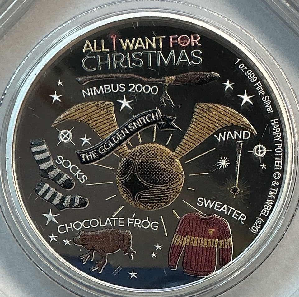2020 Harry Potter Silver Coin, 2020 Seasons Greetings, .999 Silver Coin, 1 Troy Ounce, Store #SR177