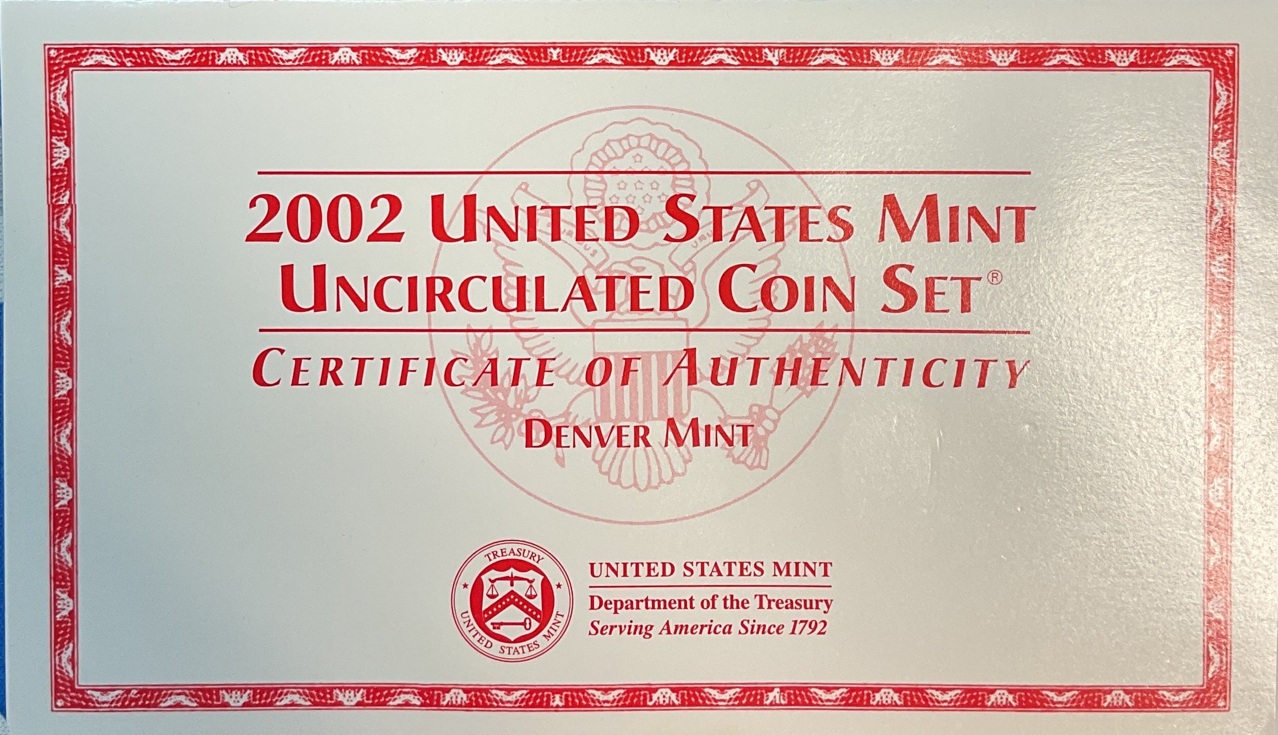 2002 United States Uncirculated 20-Coin Mint Set