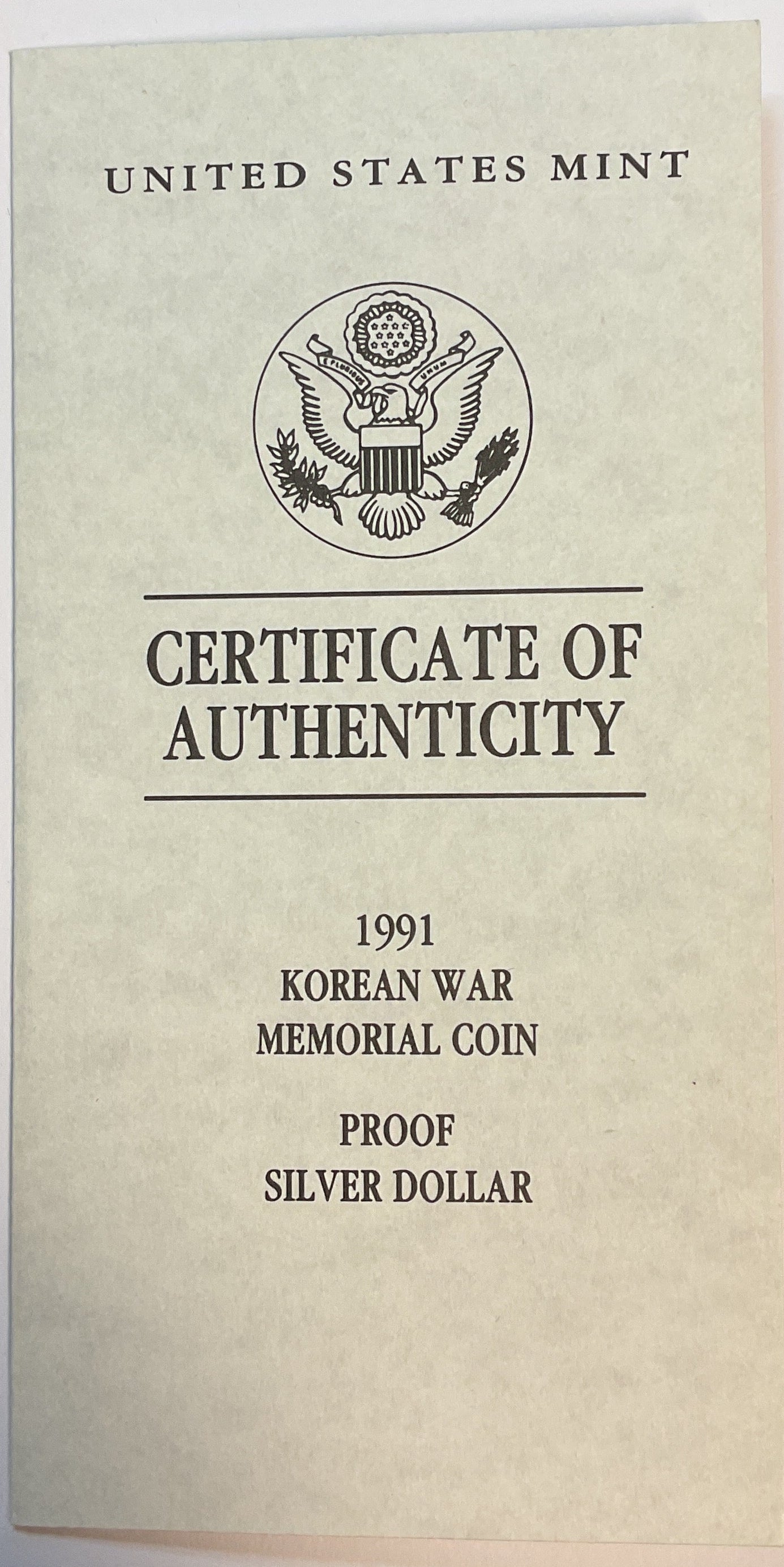 1991 U.S. Korean War Memorial Coin, Proof Silver Dollar, #GMC284