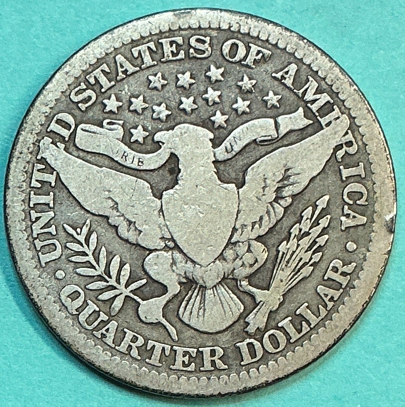 1911 Barber Quarter., Very Good Circulated Details., Store#QR1307