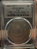 .999 silver, 1 Troy Ounce, 2023 Fiji Privy Morgan Ag, PCGS MS-70, Store