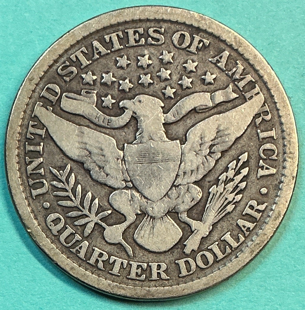 1898 Barber Quarter., Very Good Circulated Details., Store#QR1204
