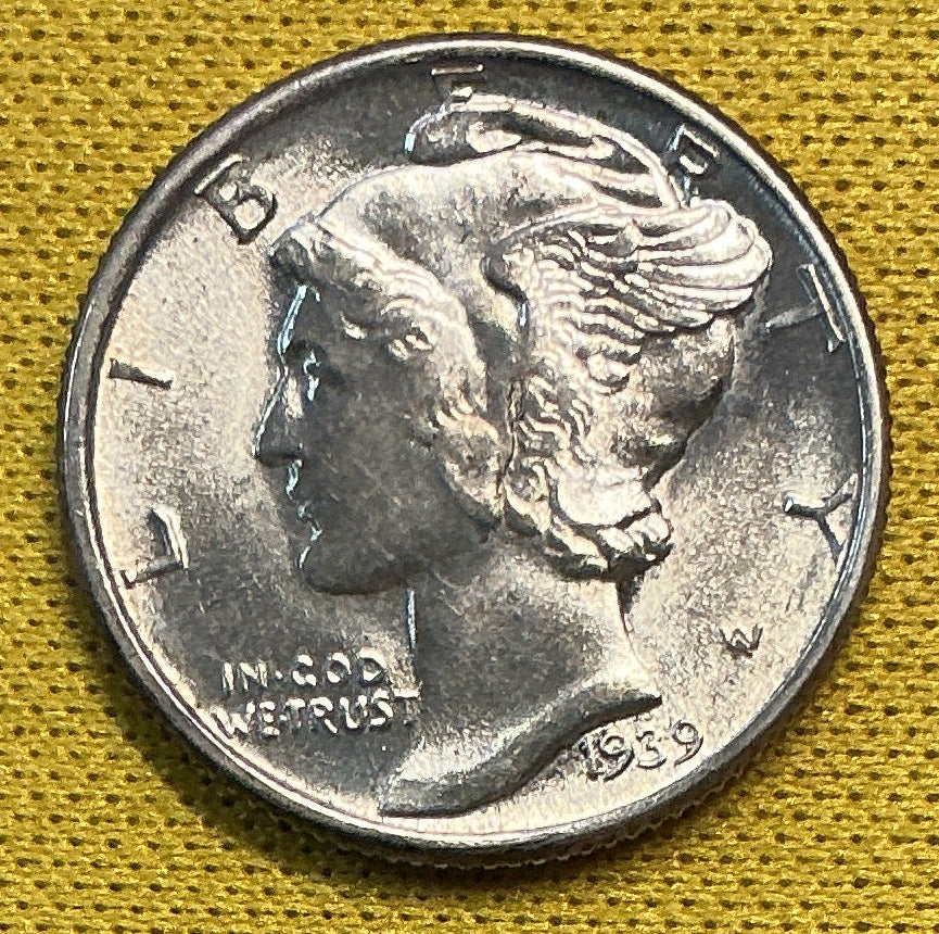 1939 Mercury Dime, GEM Brillant Uncirculated Coin, Store #DE0664