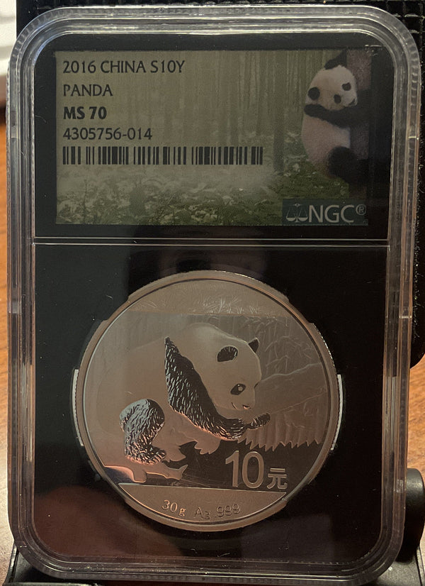 .999 Silver, 1 Troy Ounce, 2016 China S10Y, Panda, NGC MS-70, Store #SR045