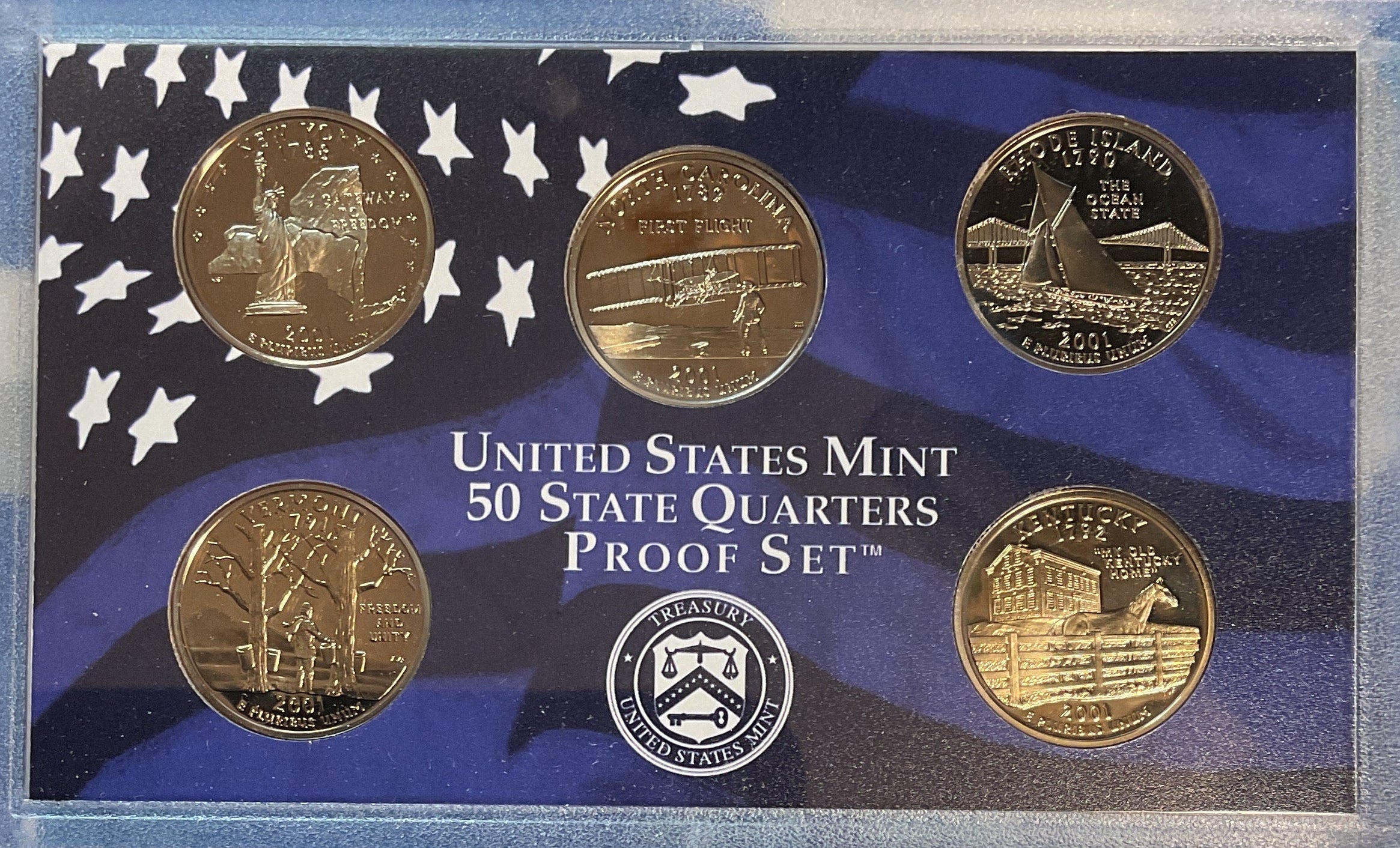 2001 U.S. Mint 50 State Quarters Proof Set, in Original Government Packaging.