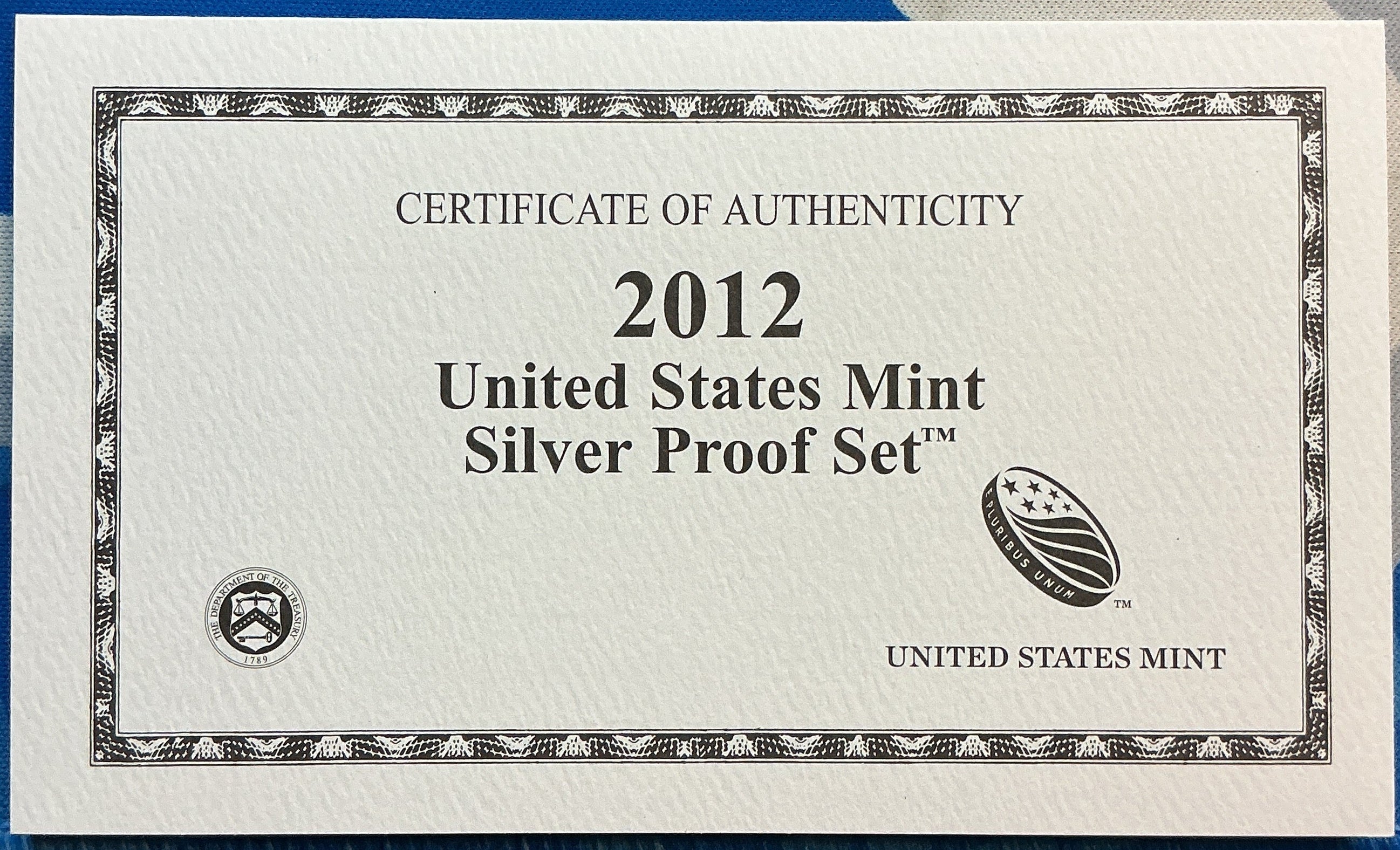 2012 United States Mint Silver Proof Set w/C.O.A.