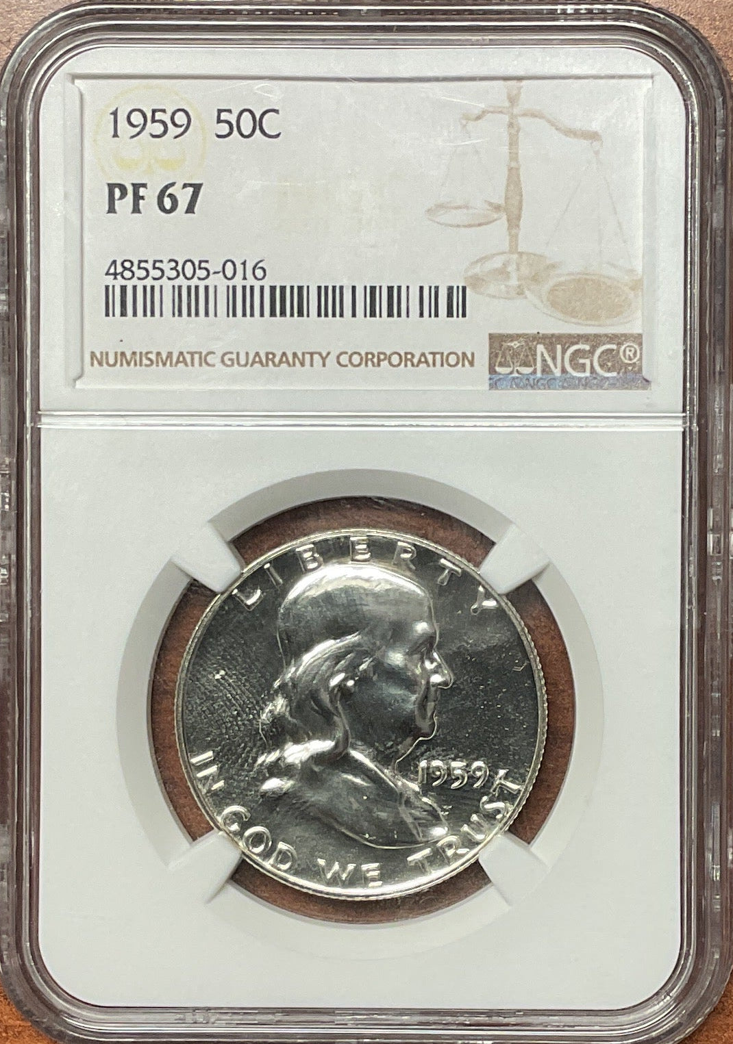 1959 Ben Franklin Half Dollar, NGC PF 67 Proof, Uncirculated Coin, Store #GHR1810