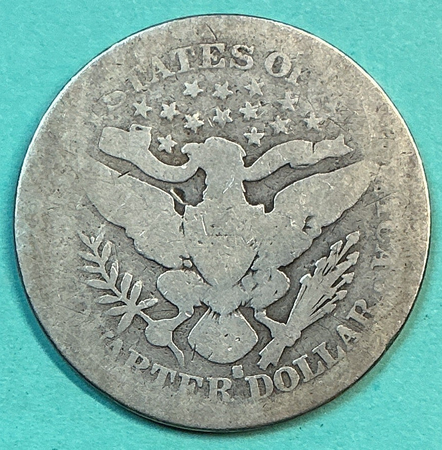 1893-S Barber Quarter., About Good Circulated Details., Store#QR1191