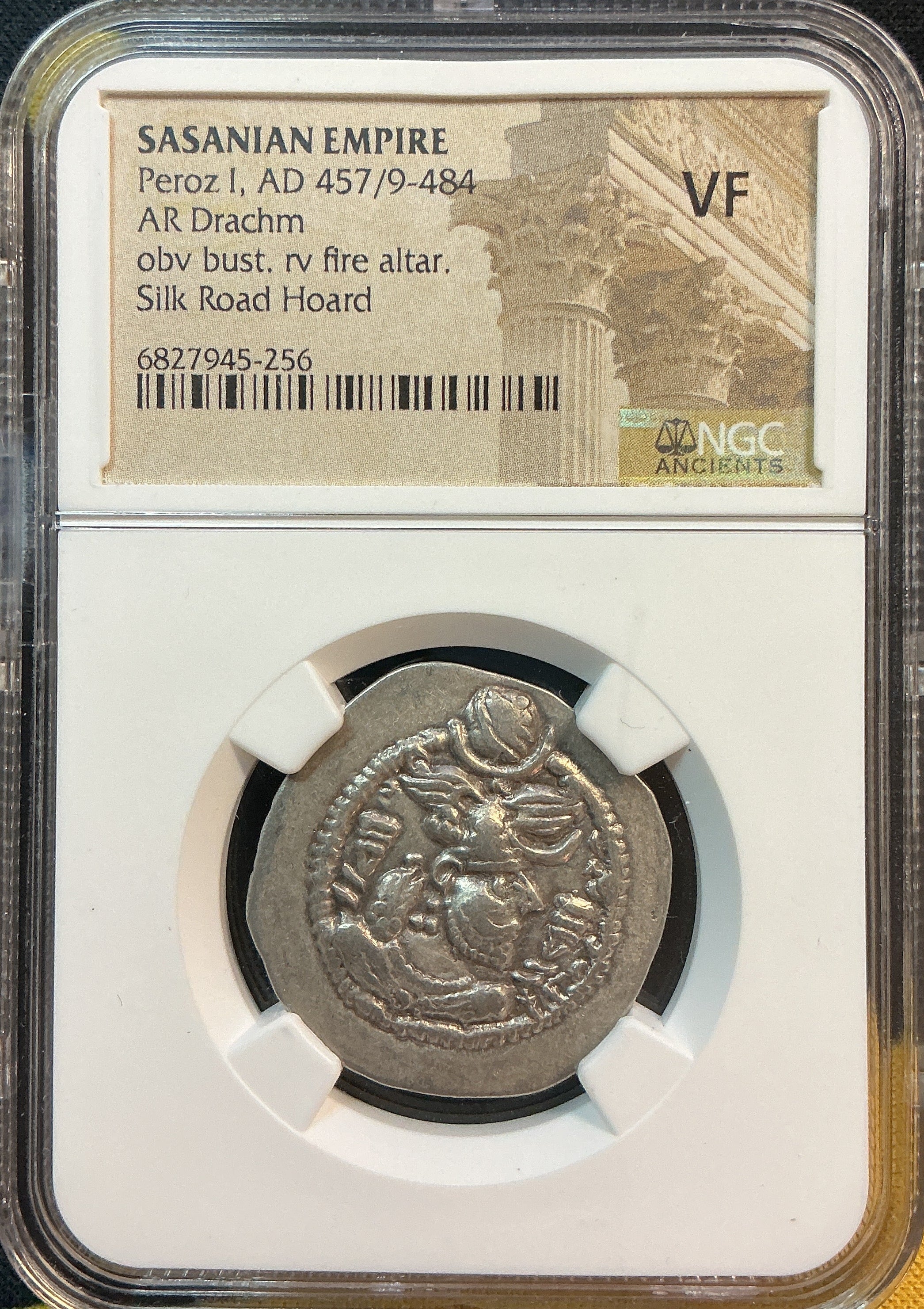 Ancient Coinage, VF, Sasanian Empire, Peroz I, AR Drachm, AD 457/9-484, Store #AT0043