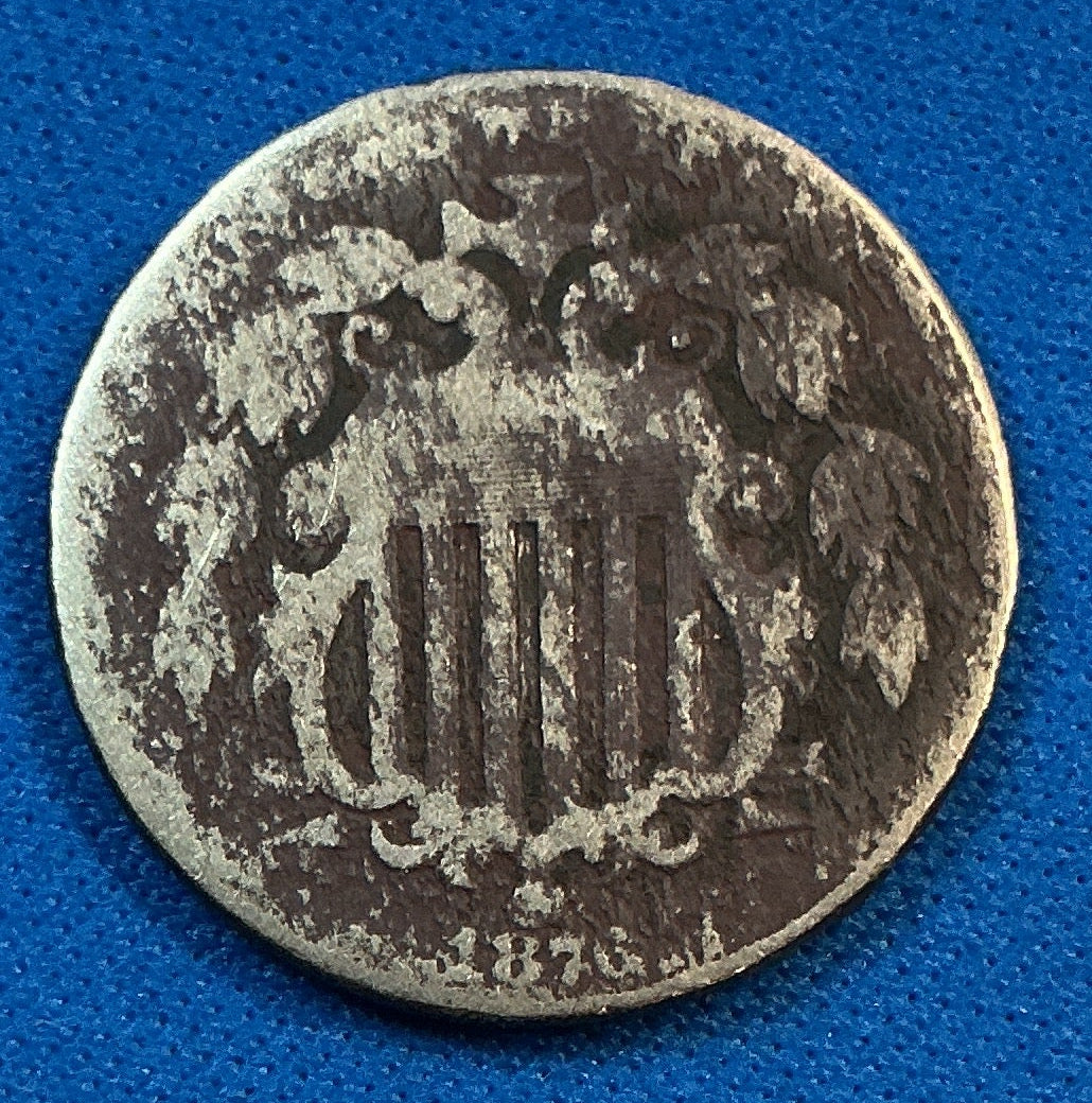 1876 Shield Nickel, Good Circulated Detail Coin, Store #NL0119