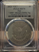 .999 silver, 1 Troy Ounce, 2023 Fiji Privy Morgan Ag, PCGS MS-70, Store
