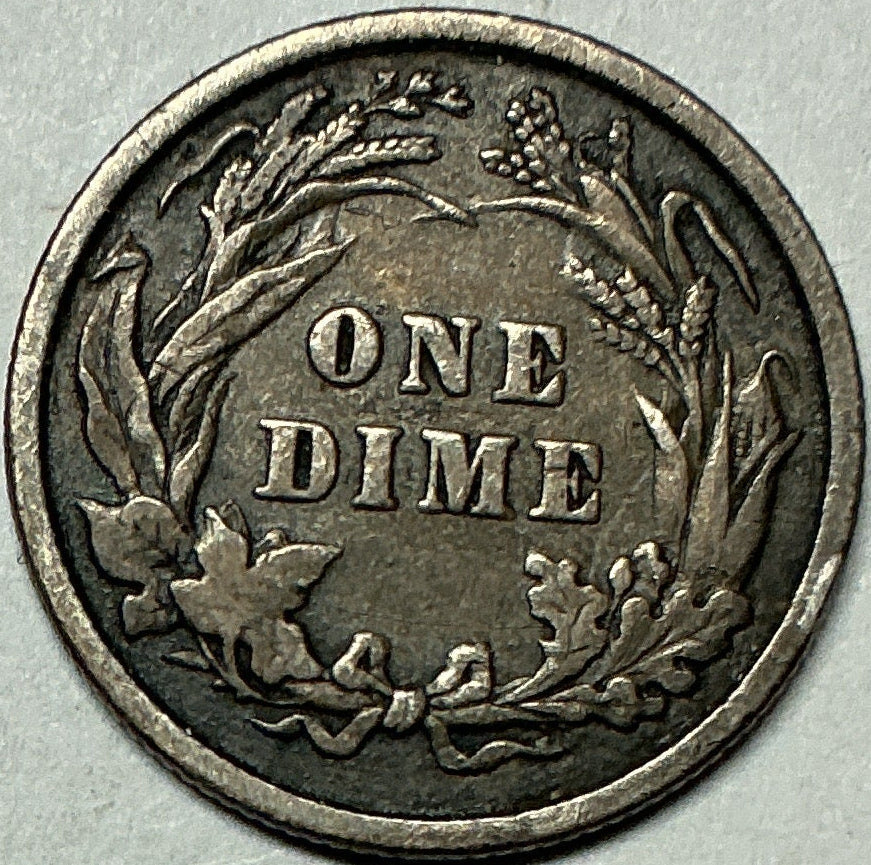 1892 Barber Dime, Fine Circulated Coin, Store #DE916