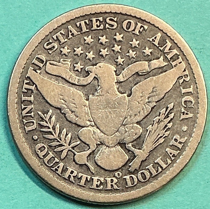 1899-O Barber Quarter., Good+ Circulated Details., Store#QR1217