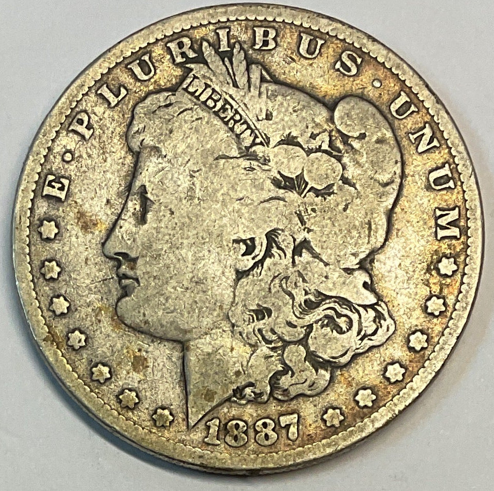 1887 Morgan Silver Dollar, Very Good, Circulated Coin, Store #DR0894