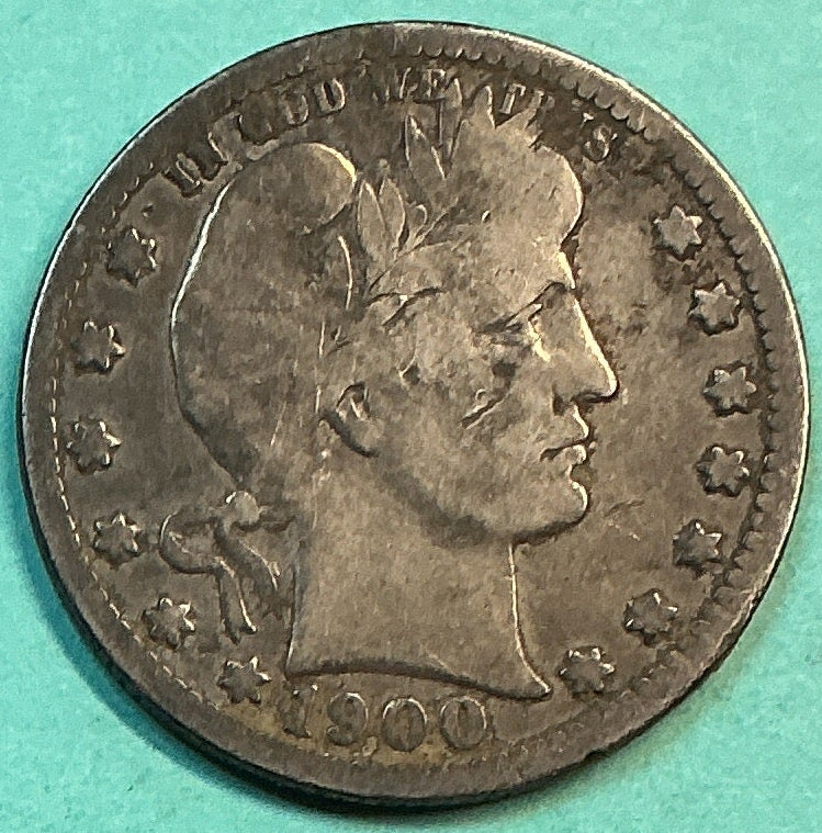1900 Barber Quarter., Very Good Circulated Details., Store#QR1219