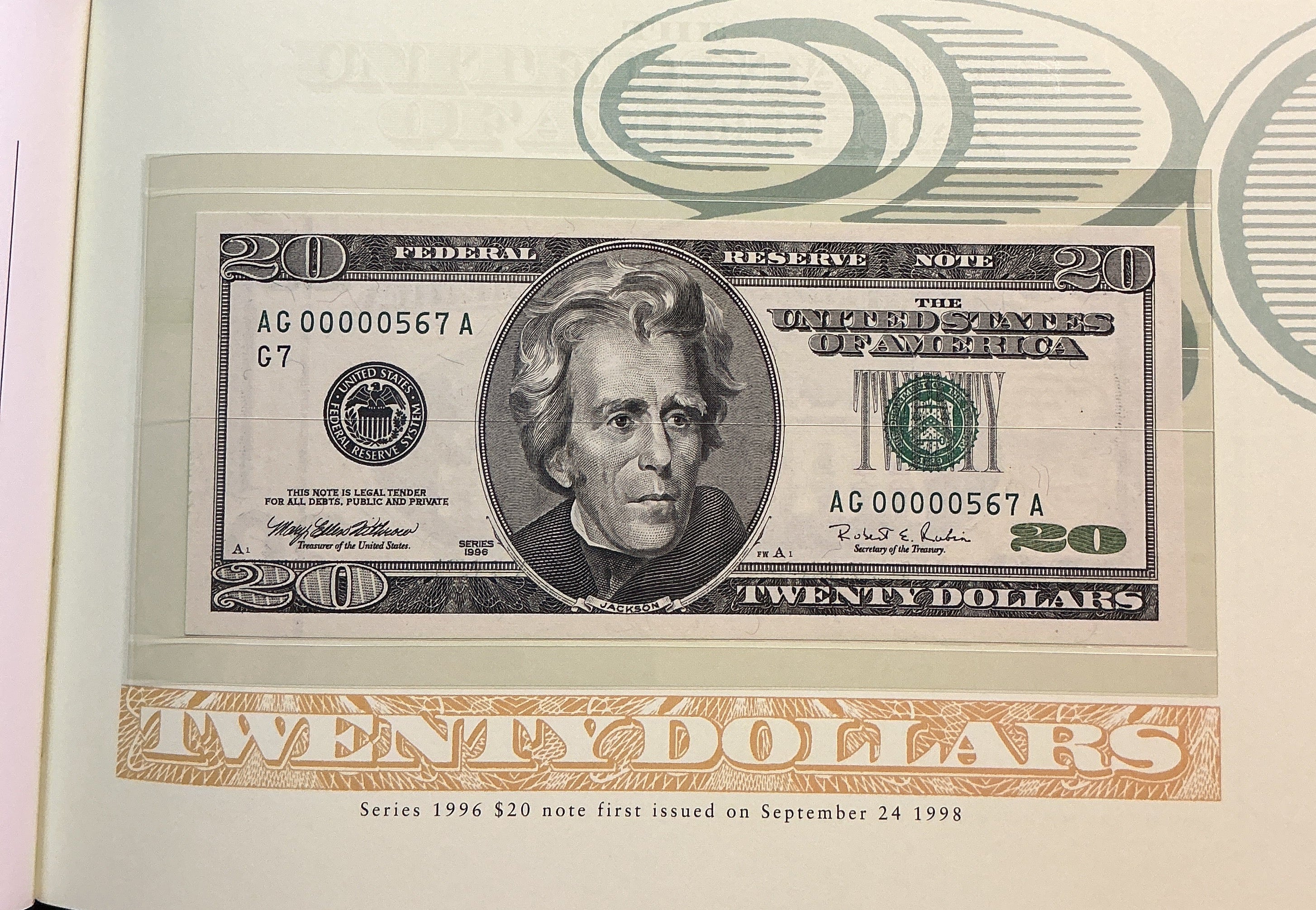 1996 Premium Federal Reserve Set, Serial #567, $20 Notes, #FRN013