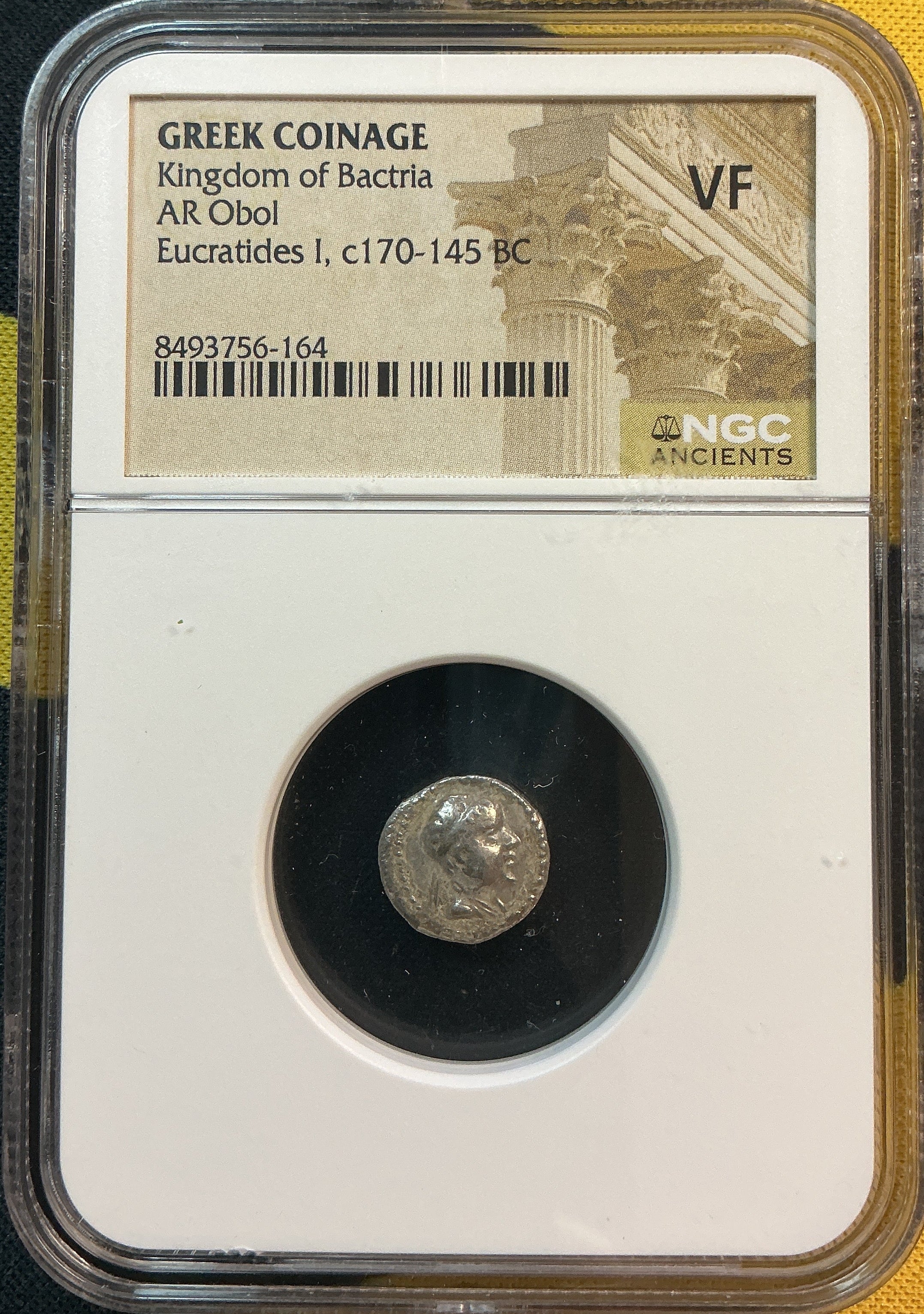 Ancient Coinage, VF, Greek Coinage, Kingdom of Bactria, AR Obol, c170-145 BC, Store #AT0014