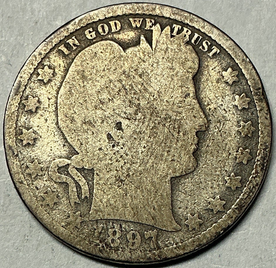 1897-O Barber Quarter, Good Circulated Coin, Store #QR1961