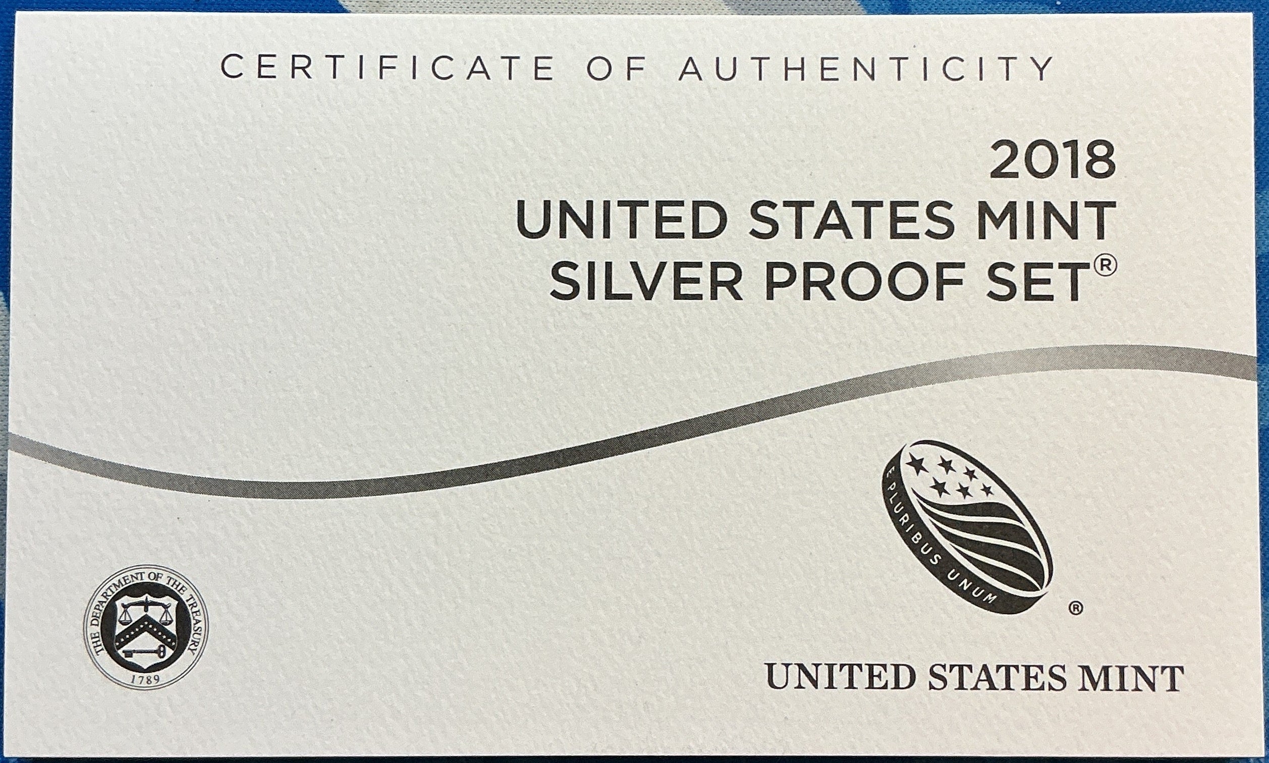 2018 United States Mint Silver Proof Set w/C.O.A.