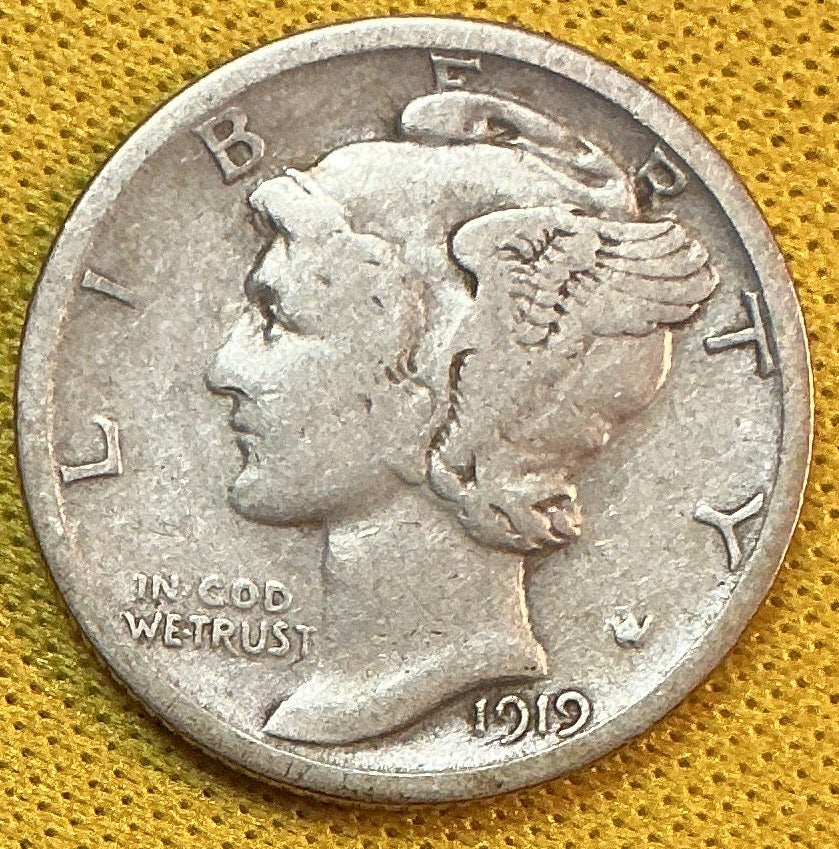 1919-S Mercury Dime, Fine Circulated Coin, Store #DE0512