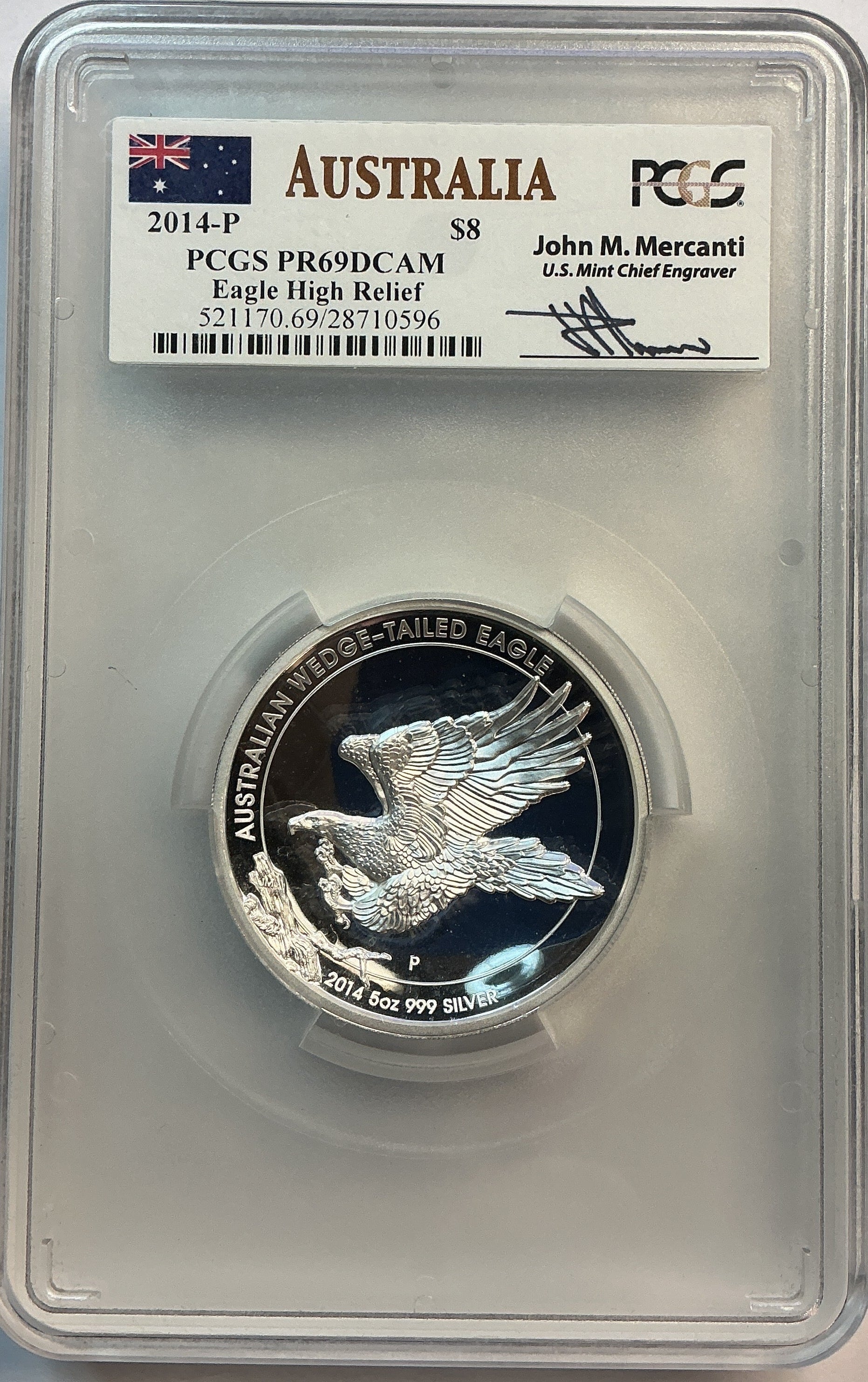 2014-P, PCGS 5-ounce PR69 DCAM Eagle High Relief Australian Wedge-Tailed Eagle #SR101