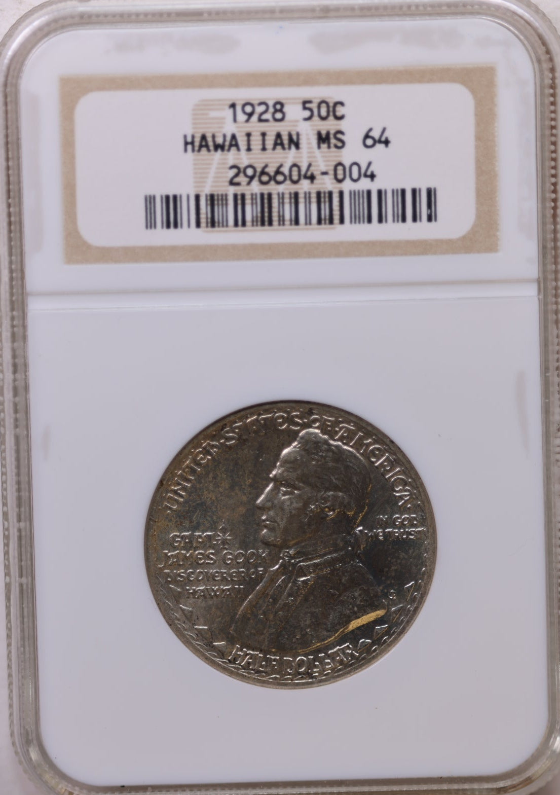 1928 Hawaiian Commemorative Silver Half Dollar, "KEY", NGC MS-64, Store #GEC0053.