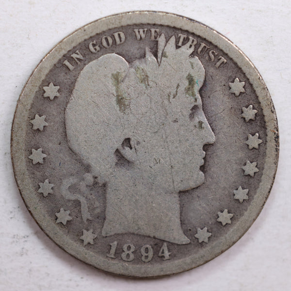 1894-S Barber Quarter, Good Circulated Coin, Store #QR614