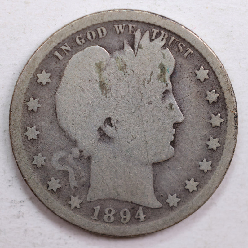 1894-S Barber Quarter, Good Circulated Coin, Store
