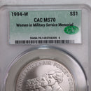 1994-W Women in Military., Silver Commemorative., CAC MS70., Store GMC026