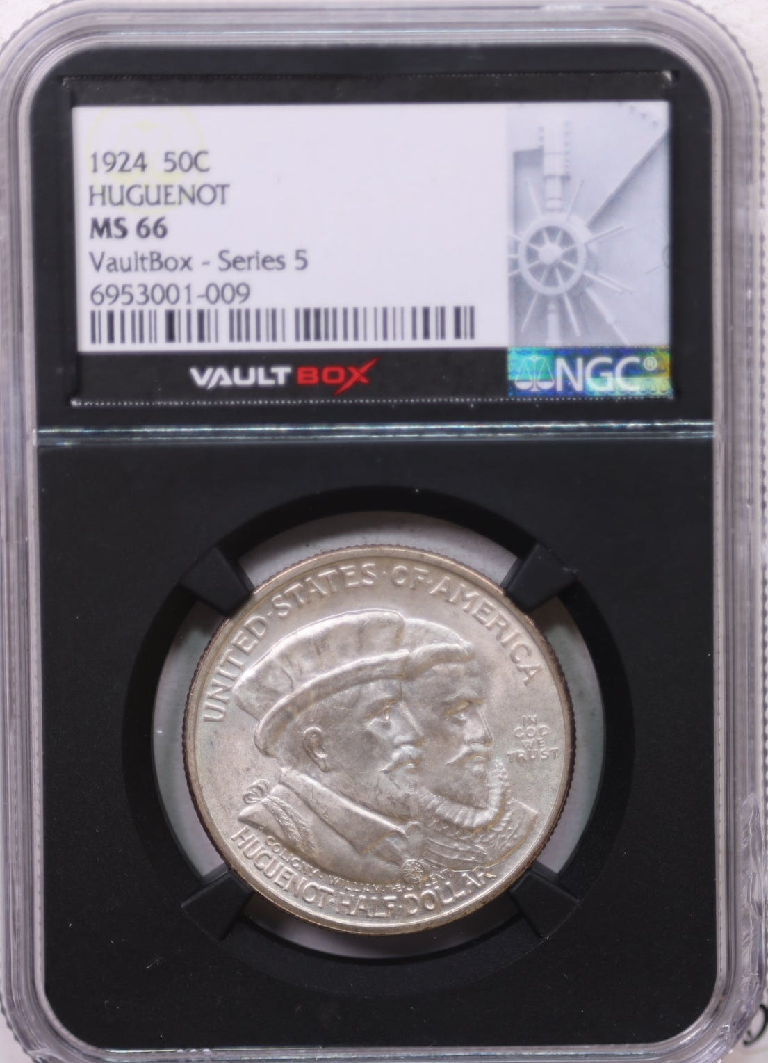 1924 Huguenot Silver Half Dollar Commemorative, NGC MS-66, Store #GEC0055.