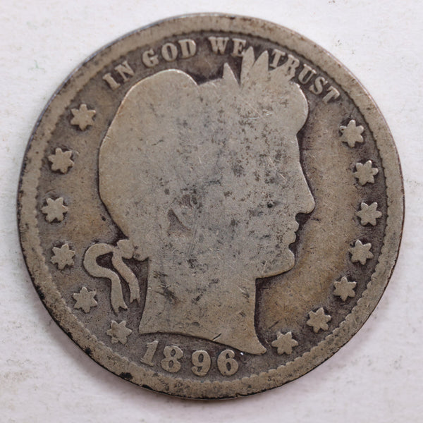 1896 Barber Quarter, Good Circulated Coin, Store #QR620