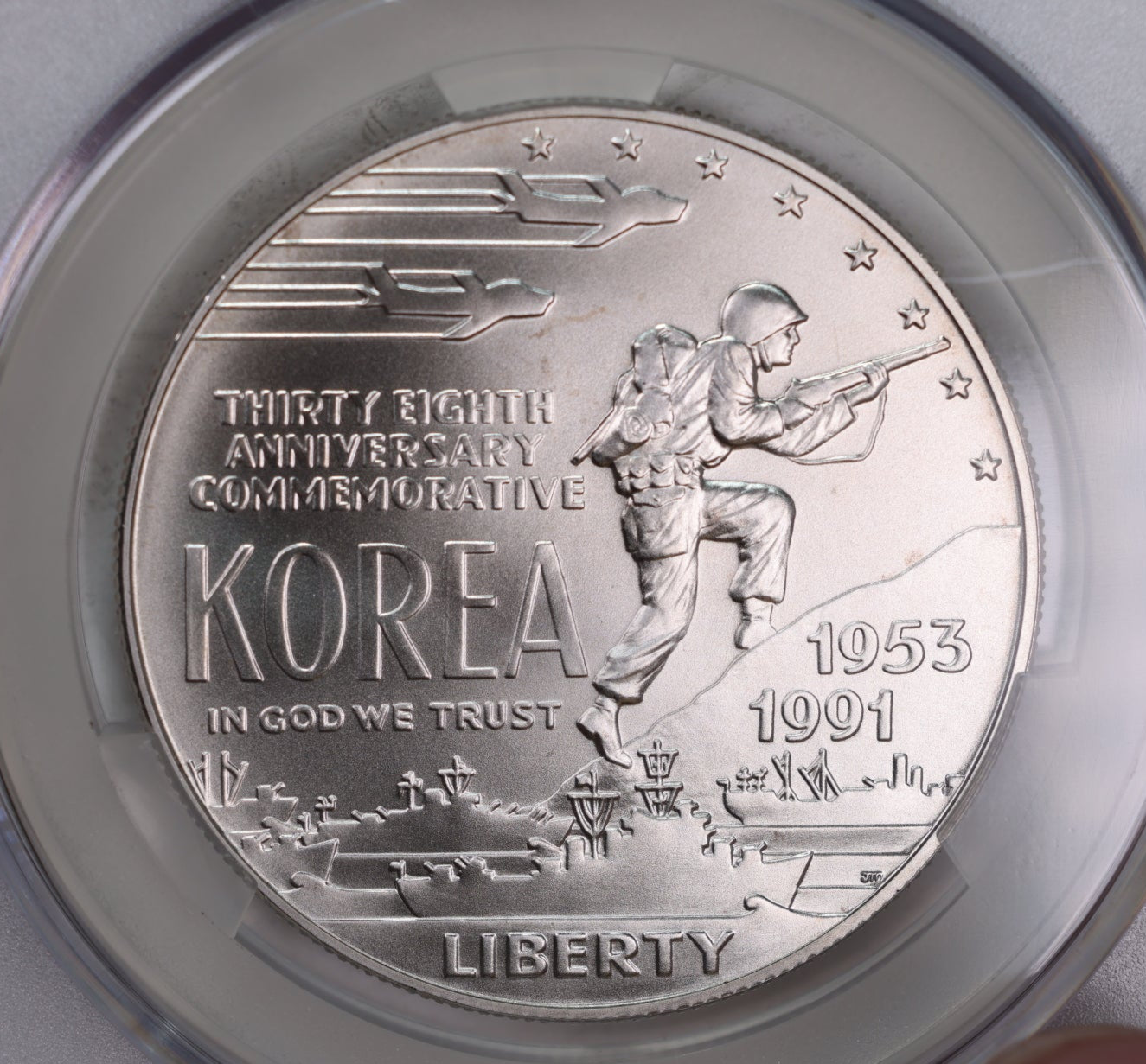 1991-D Korean War Memorial., Silver Commemorative., CAC MS68., Store GMC029