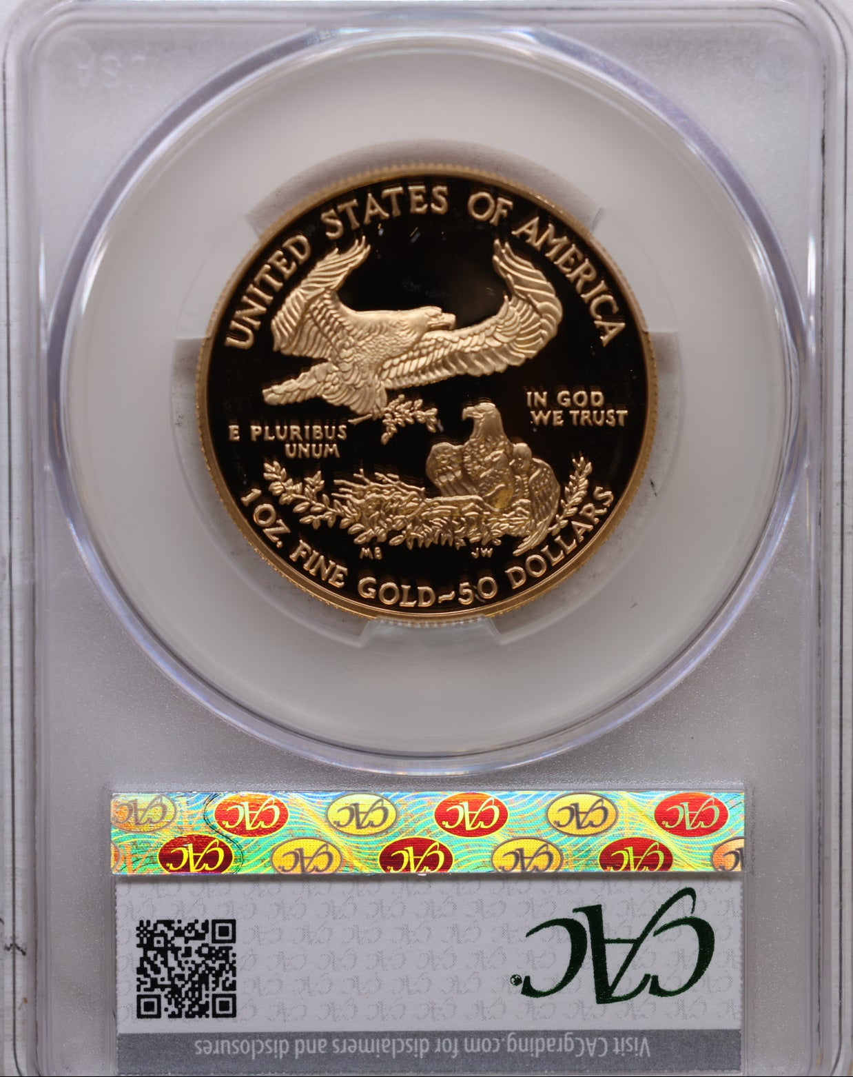 2003-W $50, Proof Gold American Eagle Coin, 1 OZT, CAC PR69, Store #GMC269.