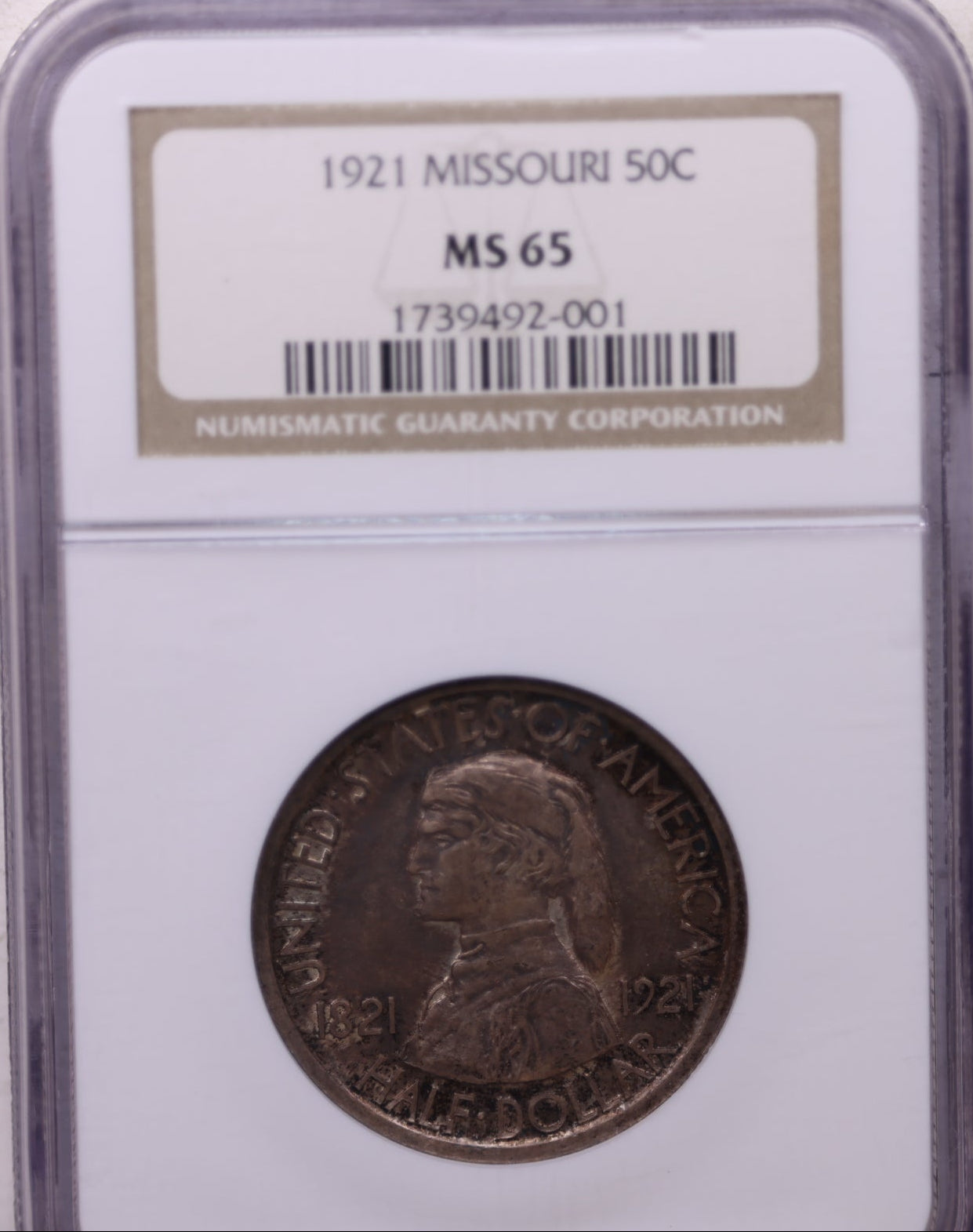 1921 Missouri Silver Half Dollar Commemorative, NGC MS-65, Store #GEC0057.