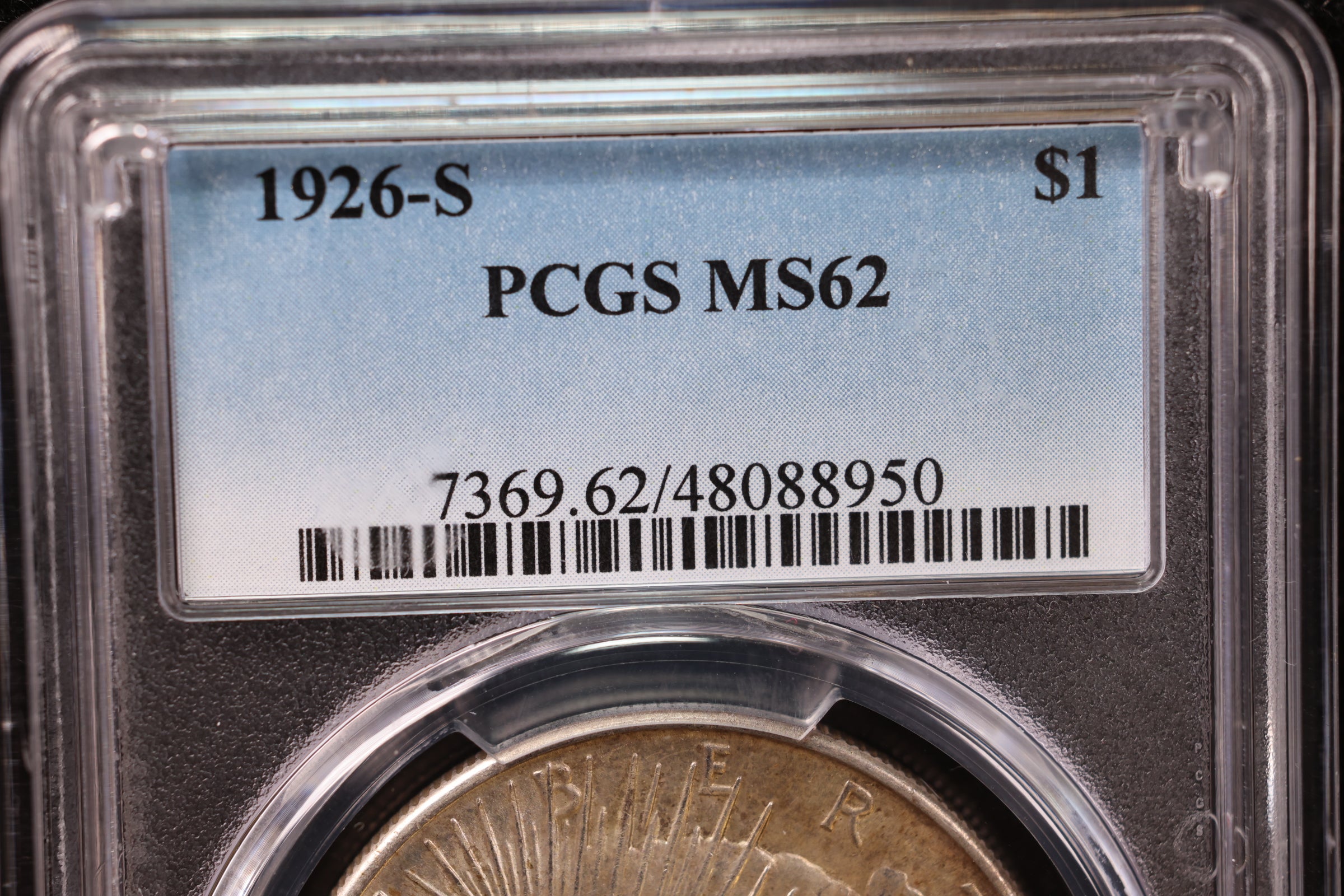 1926-S Peace Silver Dollar., PCGS Graded MS-62. Store #30043