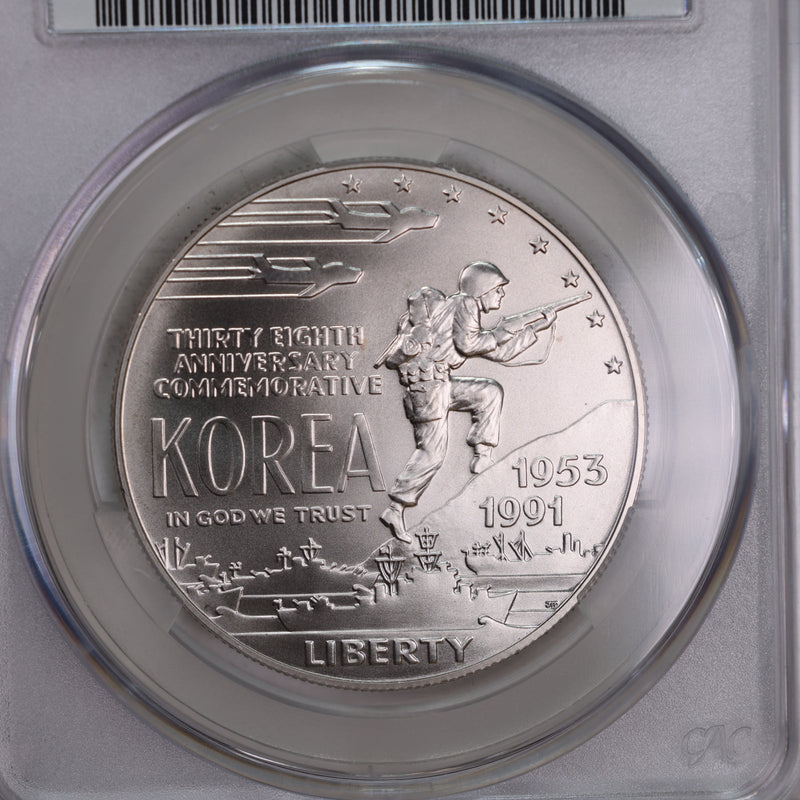 1991-D Korean War Memorial., Silver Commemorative., CAC MS69., Store GMC030
