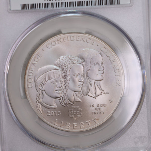 2013-W., Girl Scouts Centennial., Silver Commemorative., CAC MS69., Store GMC032