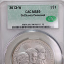 2013-W., Girl Scouts Centennial., Silver Commemorative., CAC MS69., Store GMC032