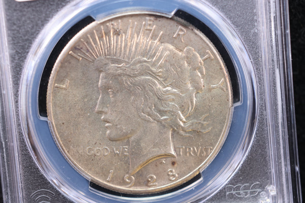 1928 Peace Silver Dollar., PCGS Graded AU-58. Store #30046