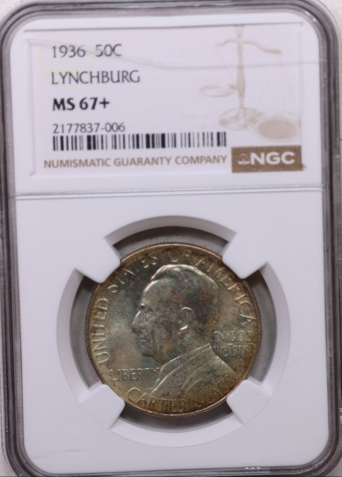 1936 LYNCHBURG Silver Commemorative Half Dollar, NGC MS-67+, #GEC0060.