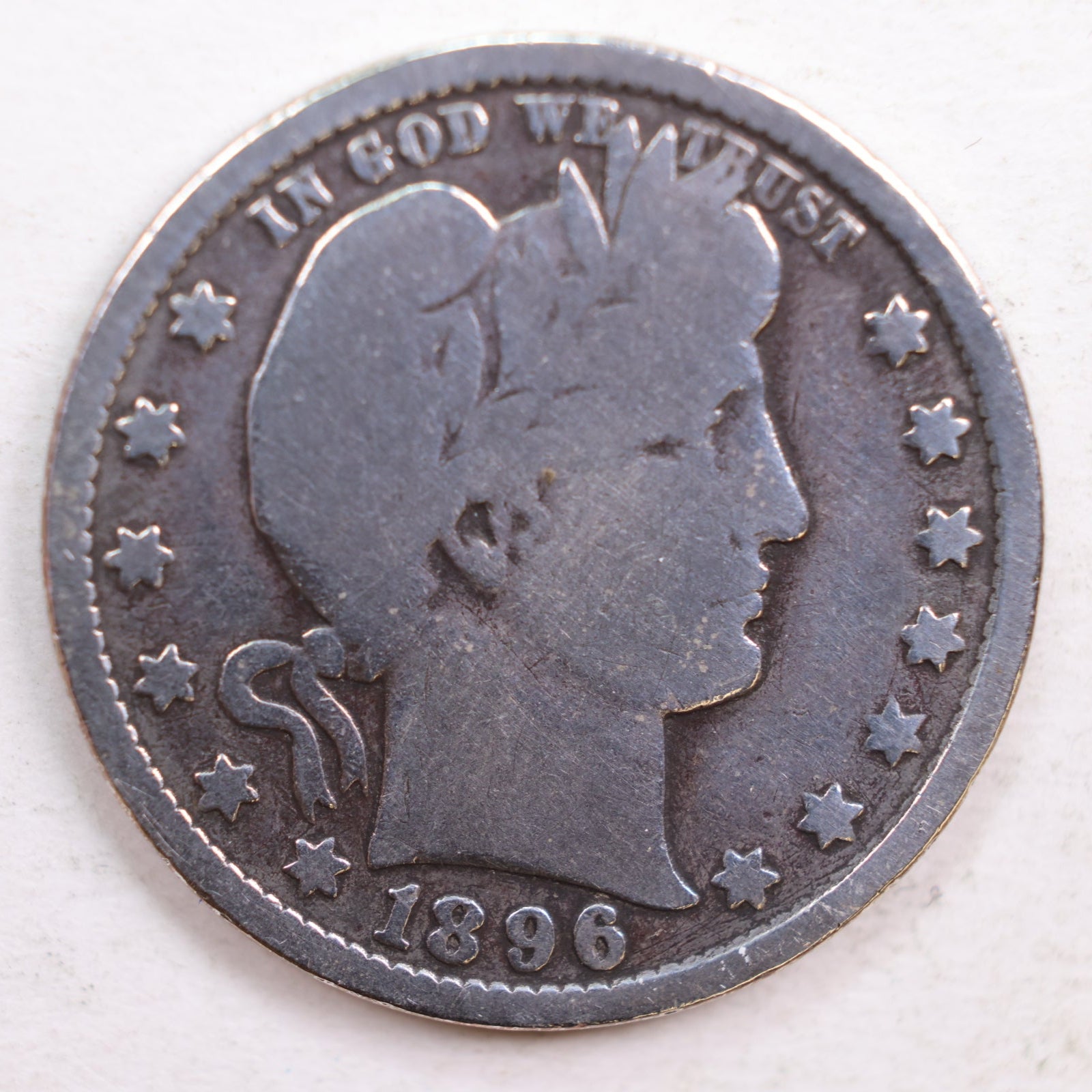 1896-O Barber Quarter, Good Circulated Coin, details, Store #QR630